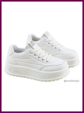 Chunky Y2K Platform Sneakers Women's Thick Sole Lace-Up Casual Walking Shoes